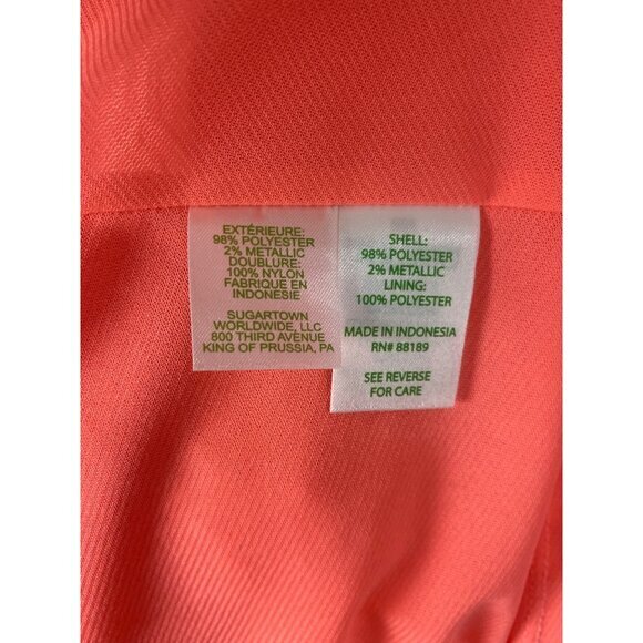 LILLY PULITZER Kent Jacquard Dress‎ SZ M Melon Pink Silver Metallic Sleeveless - Picture 7 of 8